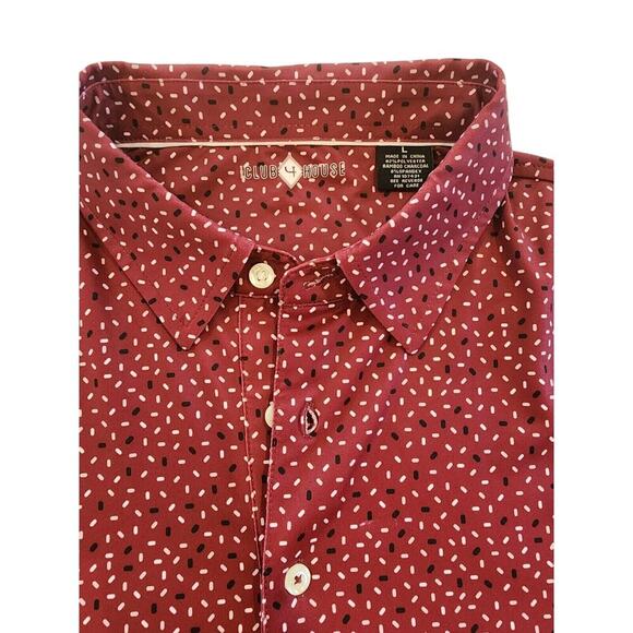 Short Par 4 The Club House 4 Men Red Polo Shirt‎ Sz. L Stretch Golf Performance - Picture 3 of 6